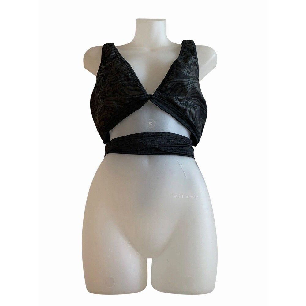 Rolita Couture Halter Wrap Rave Top Womens Plus Size Sleeveless Black Marble NWT - Picture 2 of 12